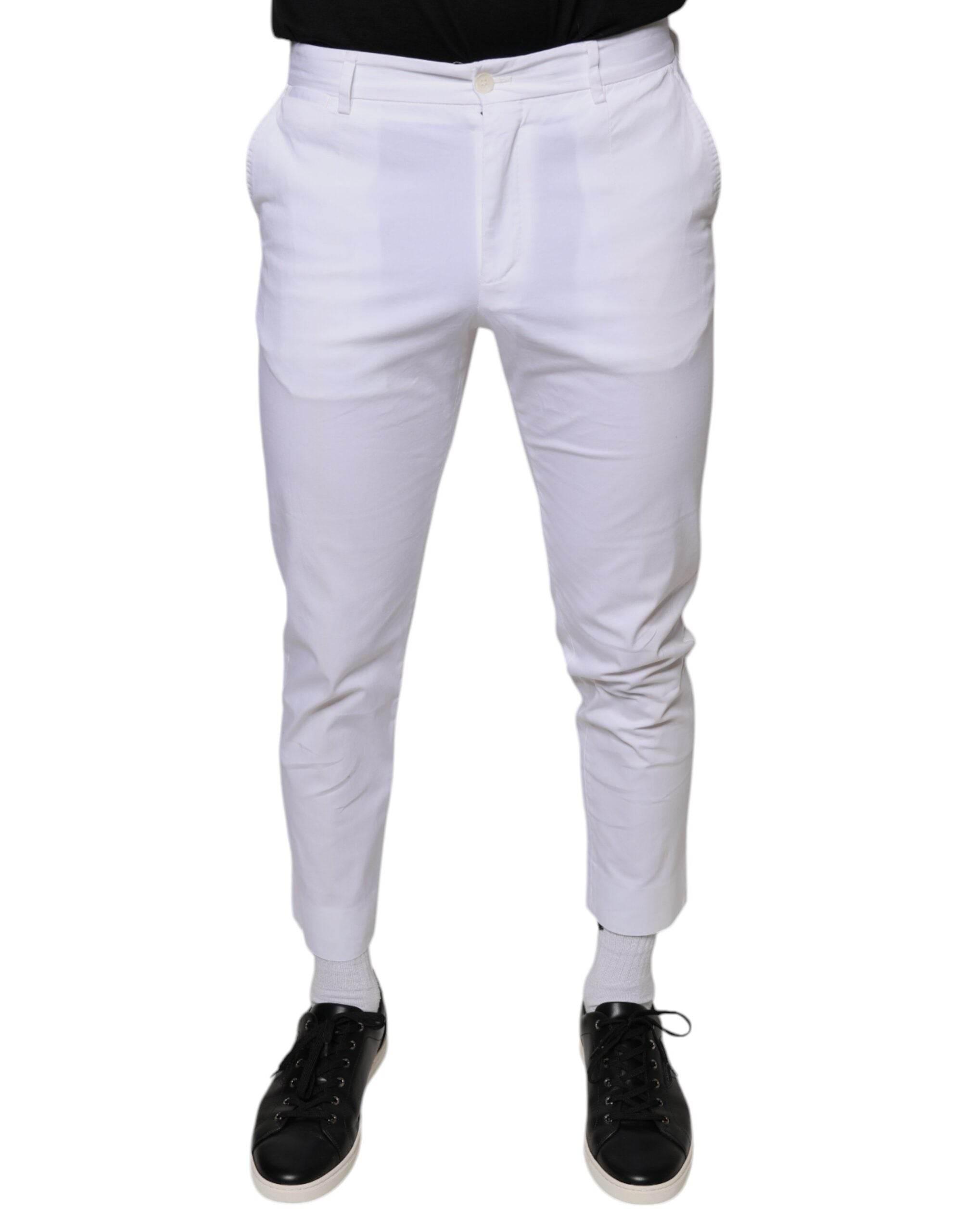 Dolce & Gabbana White Cotton Skinny Dress Pants - Hilstor