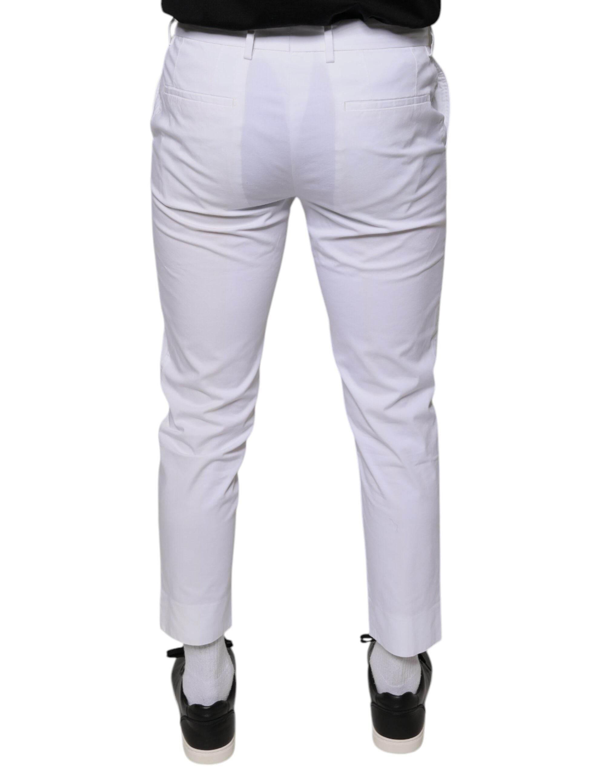 Dolce & Gabbana White Cotton Skinny Dress Pants - Hilstor