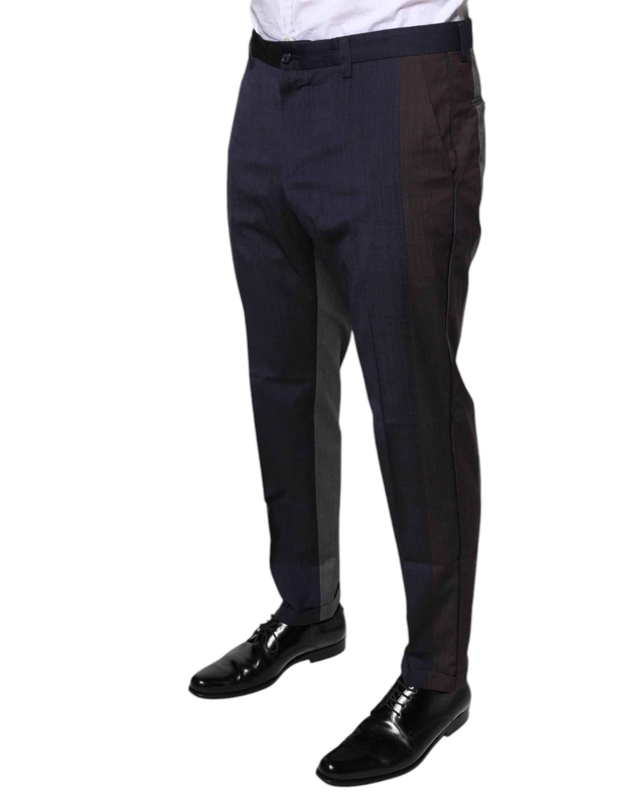 Dolce & Gabbana Black Cotton Wool Formal Dress Pants - Hilstor