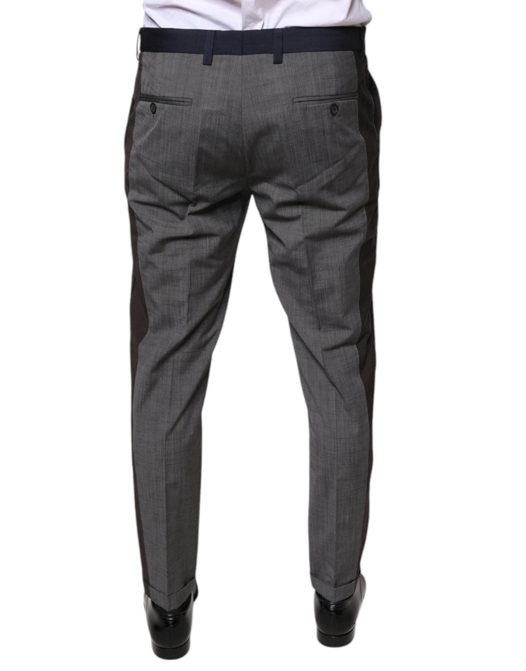 Dolce & Gabbana Black Cotton Wool Formal Dress Pants - Hilstor