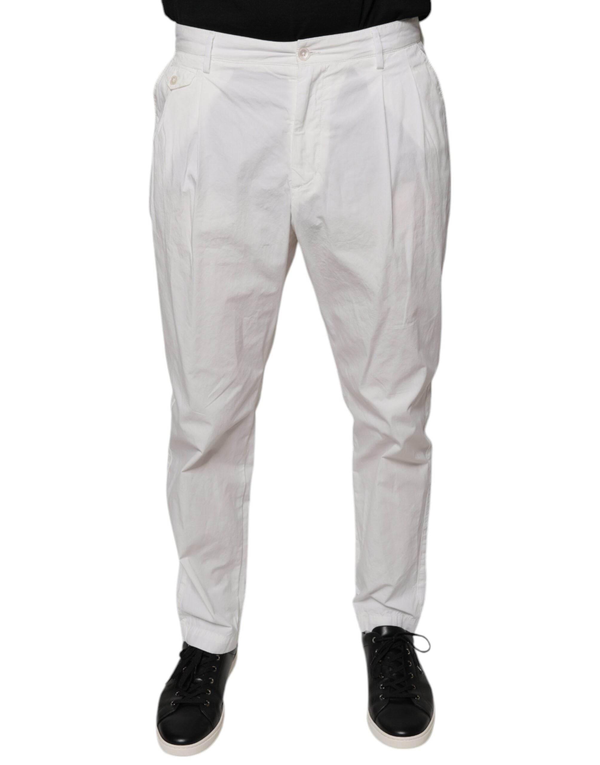 Dolce & Gabbana White Cotton Skinny Dress Pants - Hilstor