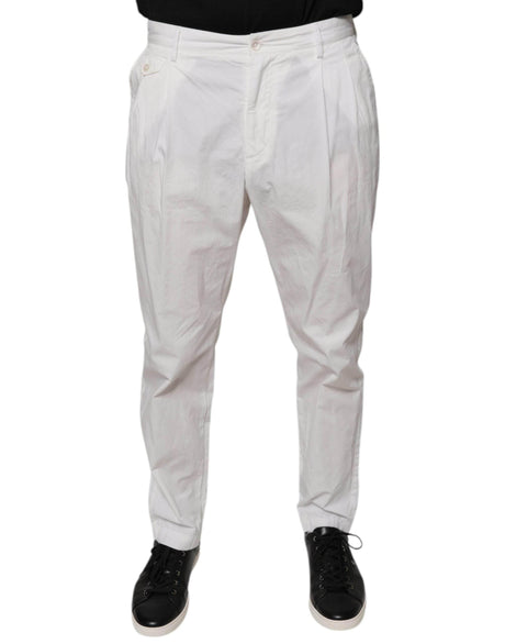 Dolce & Gabbana White Cotton Skinny Dress Pants - Hilstor