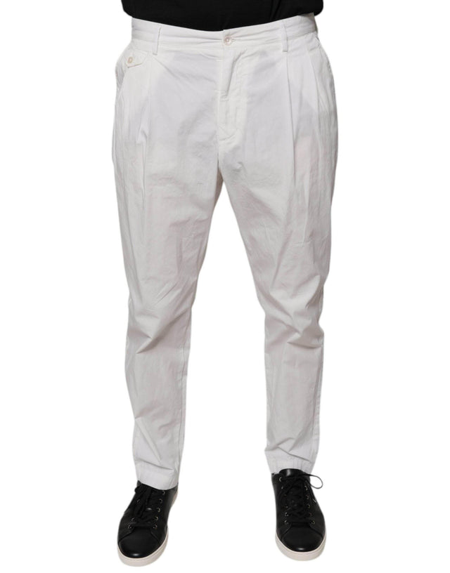 Dolce & Gabbana White Cotton Skinny Dress Pants - Hilstor