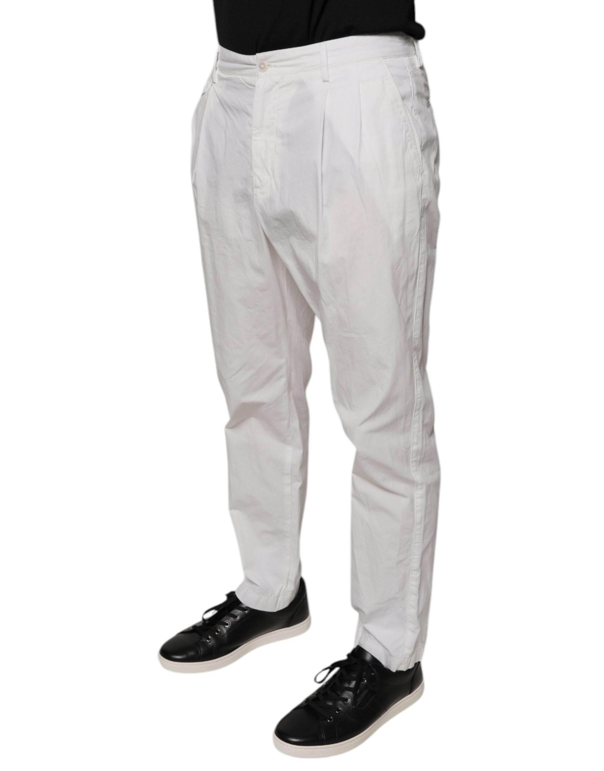 Dolce & Gabbana White Cotton Skinny Dress Pants - Hilstor