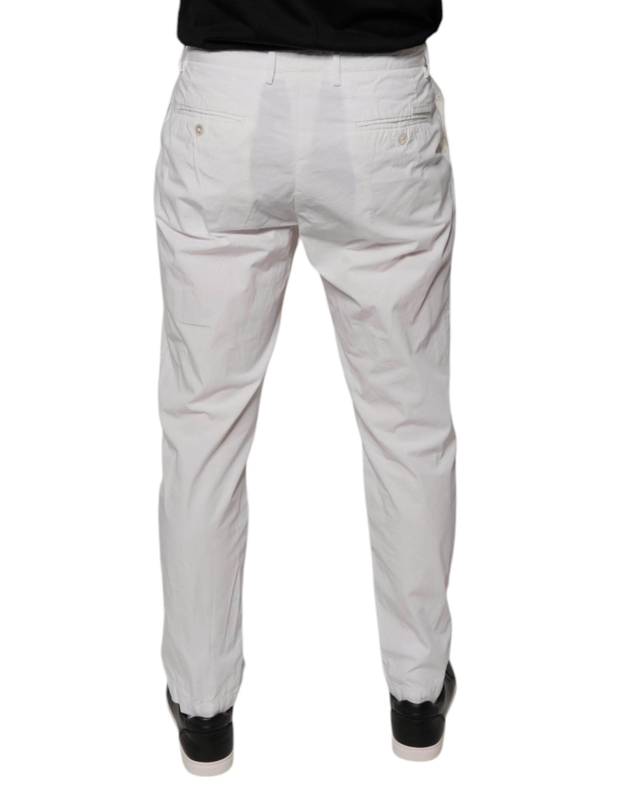 Dolce & Gabbana White Cotton Skinny Dress Pants - Hilstor