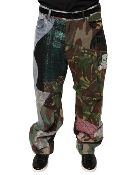Dolce & Gabbana Multicolor Patchwork Camouflage Denim Jeans - Hilstor