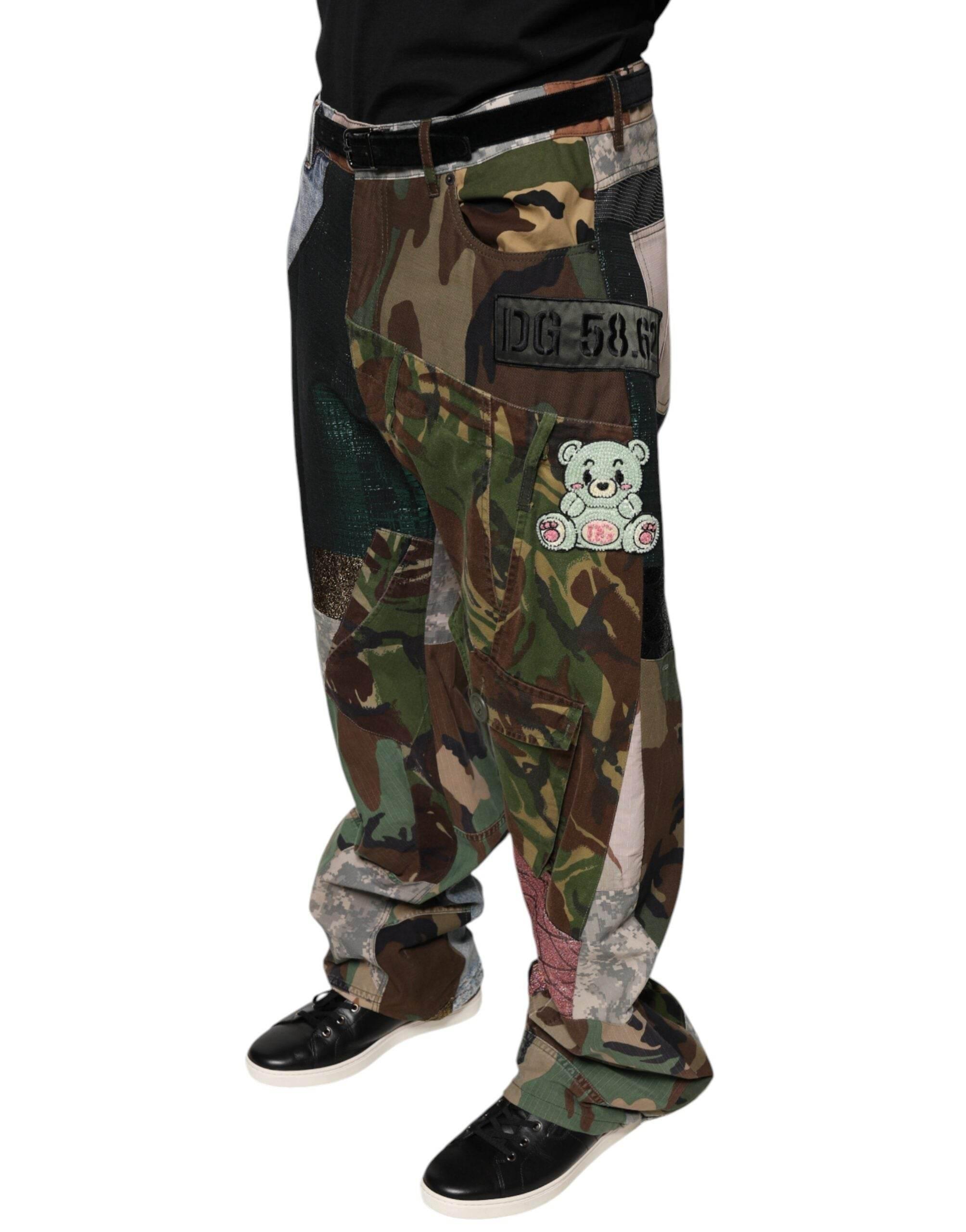 Dolce & Gabbana Multicolor Patchwork Camouflage Denim Jeans - Hilstor