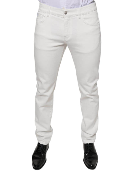 Dolce & Gabbana White Cotton Skinny Slim Men Denim Jeans - Hilstor