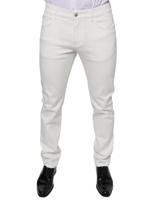 Dolce & Gabbana White Cotton Skinny Slim Men Denim Jeans - Hilstor