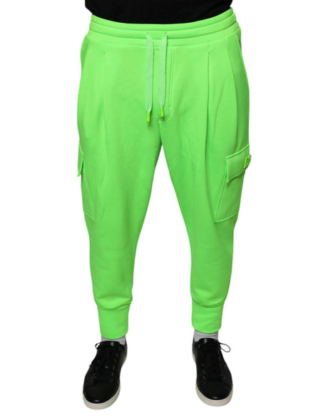 Dolce & Gabbana Neon Green Polyester Cargo Jogger Sweatpants Pants - Hilstor
