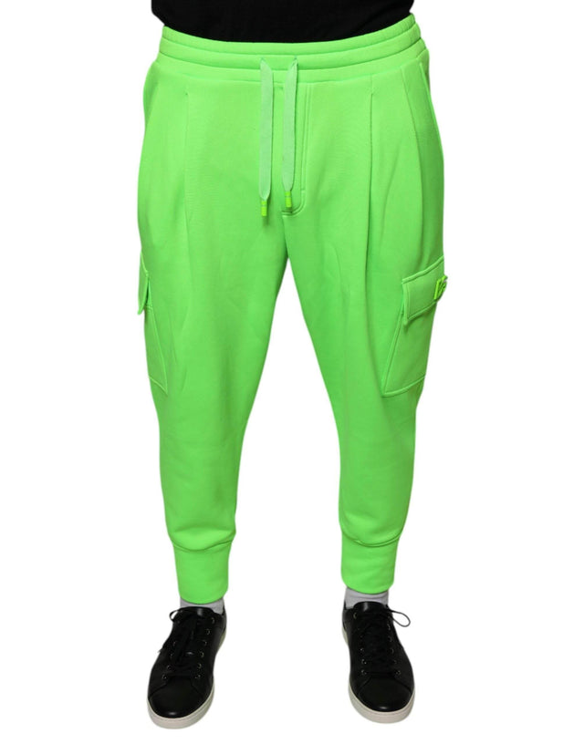 Dolce & Gabbana Neon Green Polyester Cargo Jogger Sweatpants Pants - Hilstor