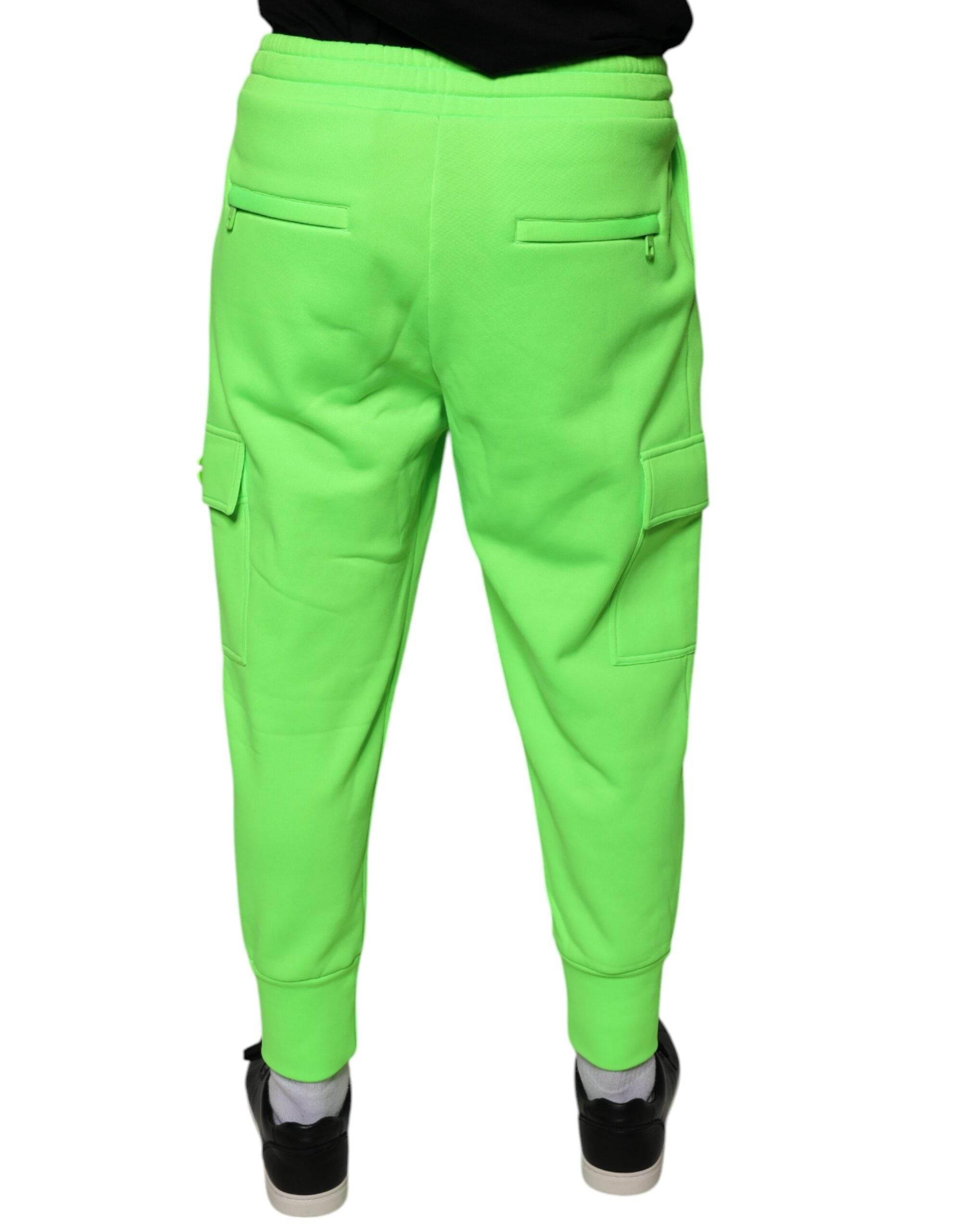 Dolce & Gabbana Neon Green Polyester Cargo Jogger Sweatpants Pants - Hilstor