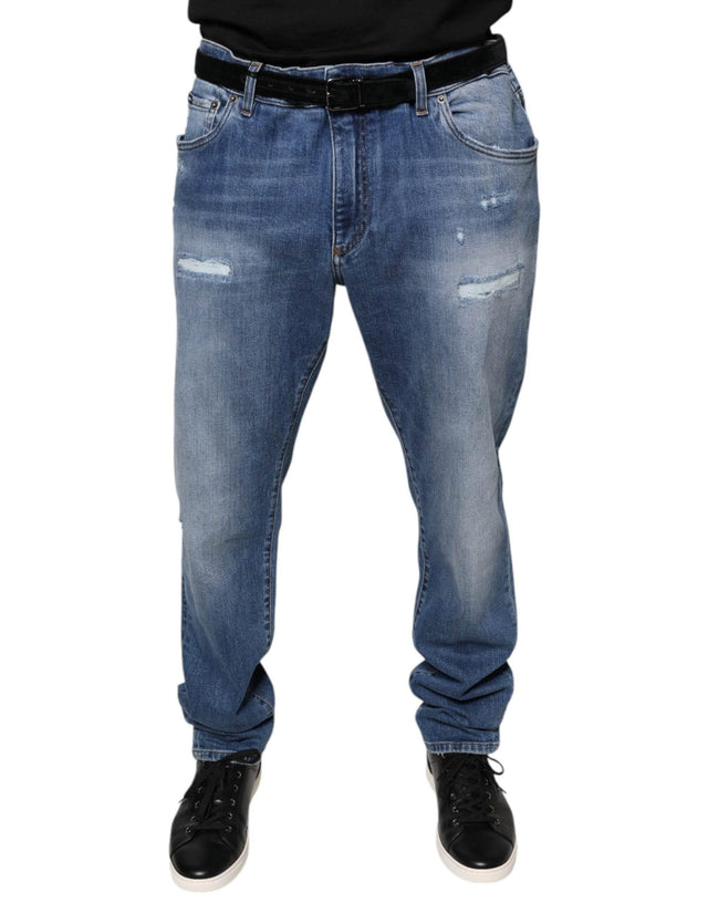 Dolce & Gabbana Blue Washed Cotton Stretch Men Denim Jeans - Hilstor