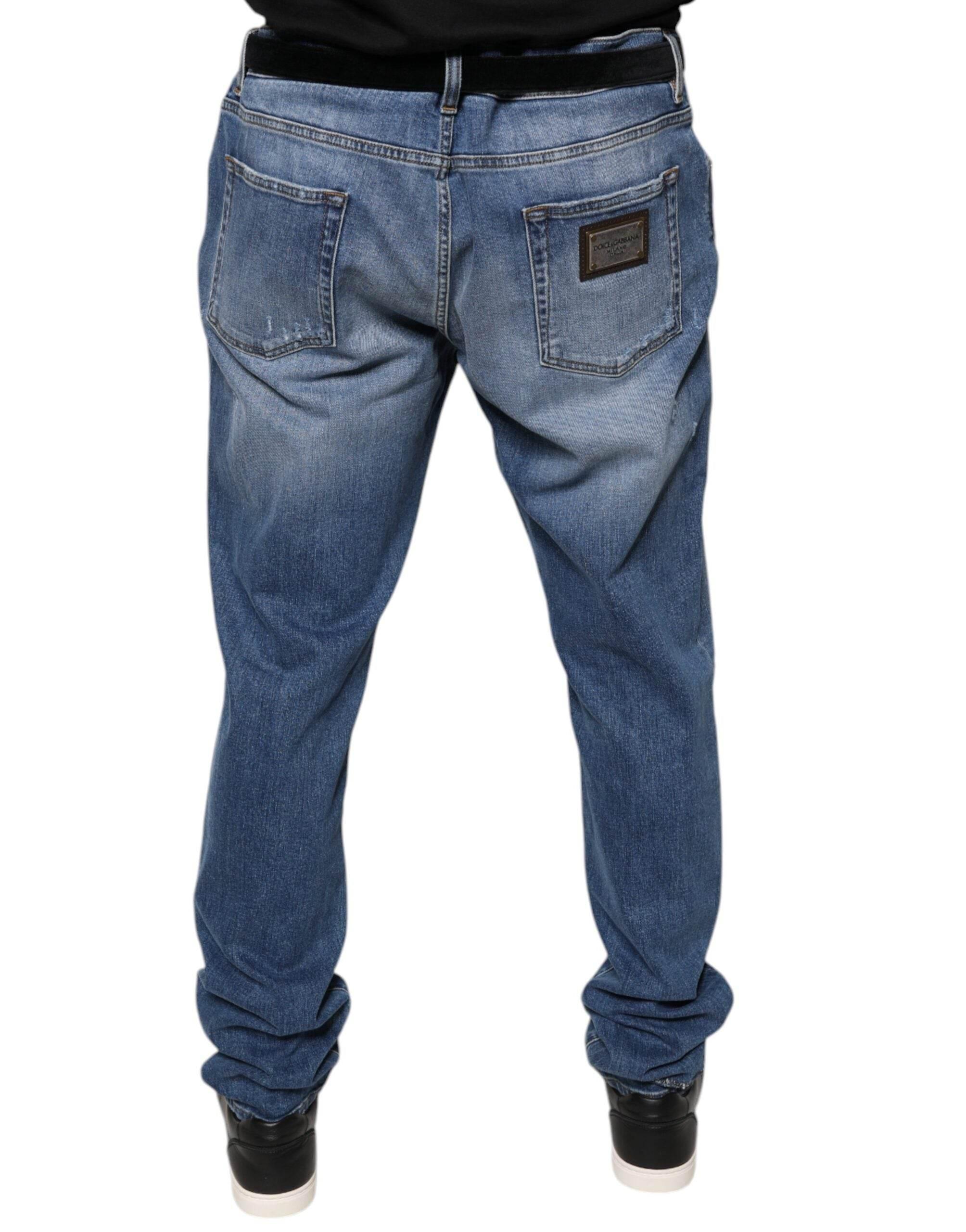 Dolce & Gabbana Blue Washed Cotton Stretch Men Denim Jeans - Hilstor