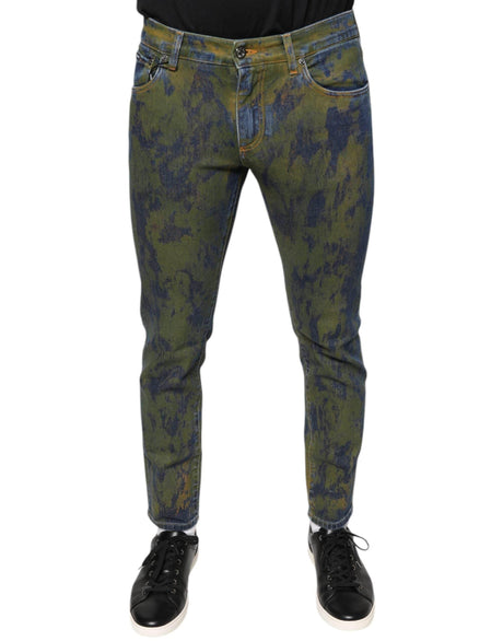 Dolce & Gabbana Blue Cotton Dye Slim Fit Men Denim Jeans - Hilstor