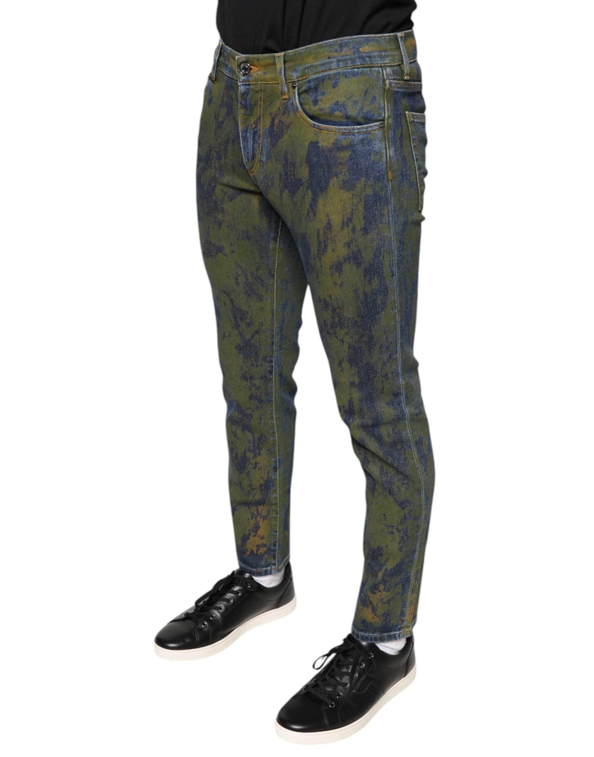 Dolce & Gabbana Blue Cotton Dye Slim Fit Men Denim Jeans - Hilstor