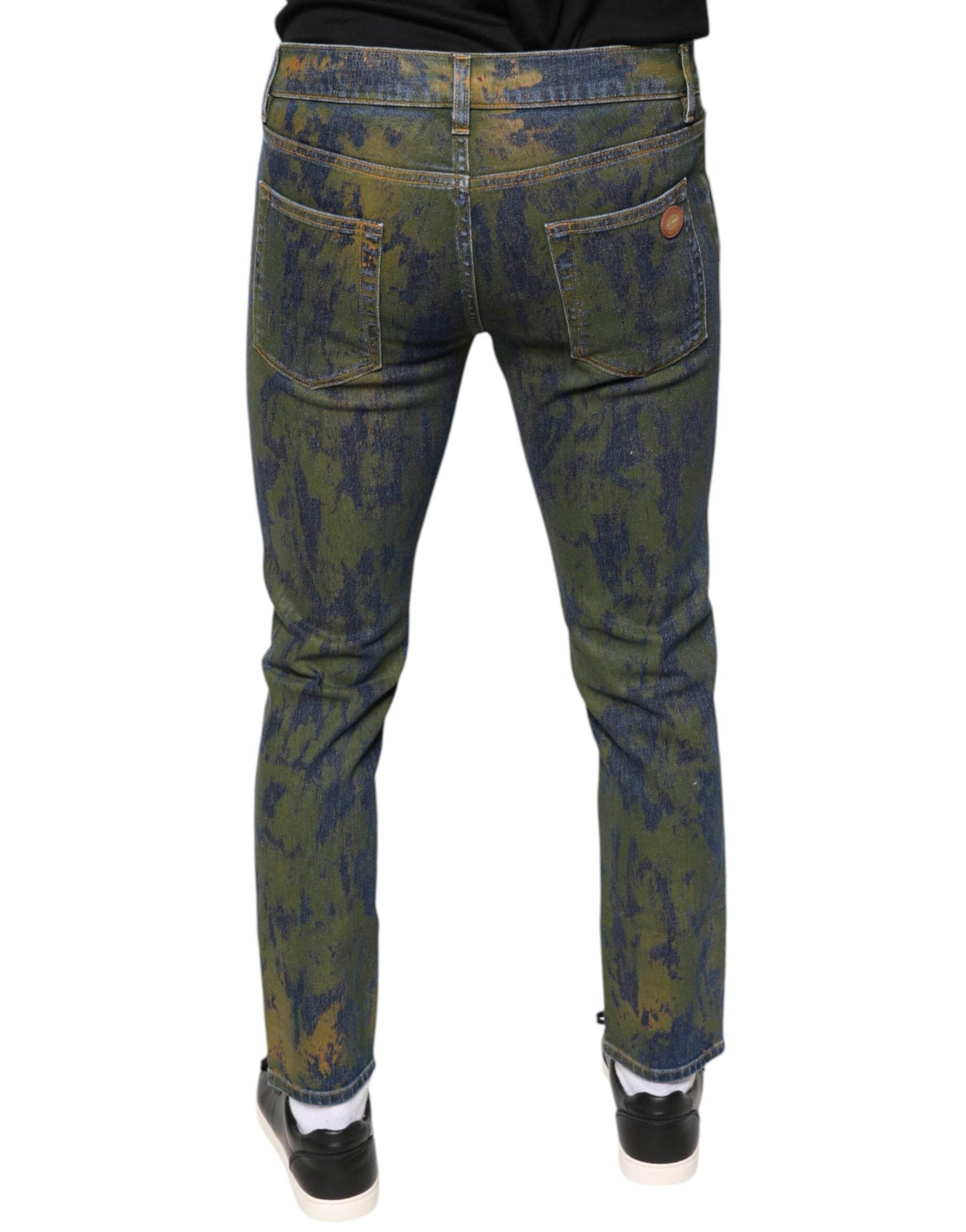 Dolce & Gabbana Blue Cotton Dye Slim Fit Men Denim Jeans - Hilstor