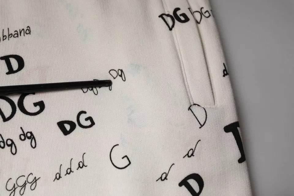 Dolce & Gabbana White Printed Cotton Jogger Sweatpants Pants - Hilstor