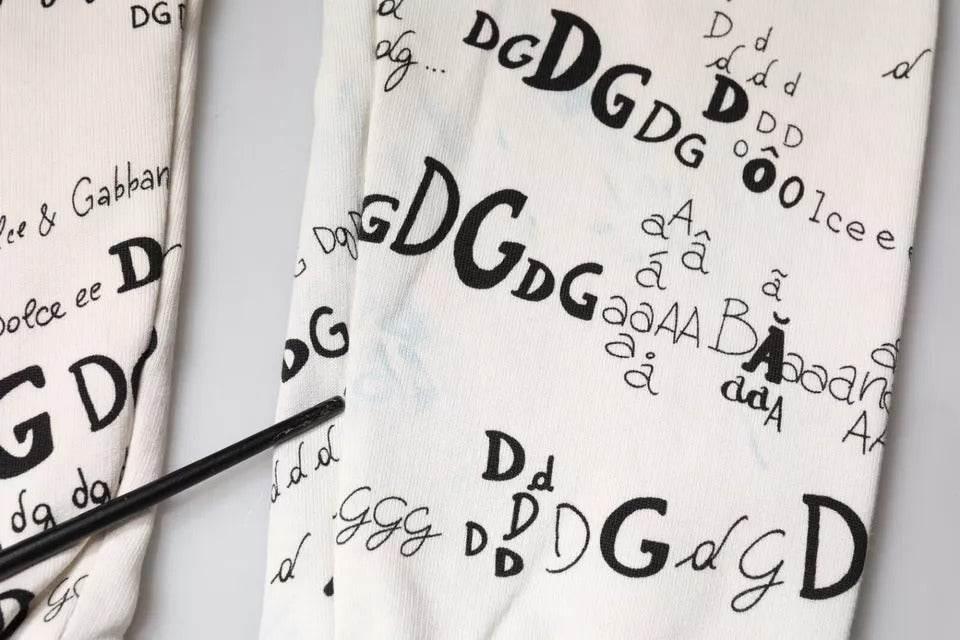 Dolce & Gabbana White Printed Cotton Jogger Sweatpants Pants - Hilstor