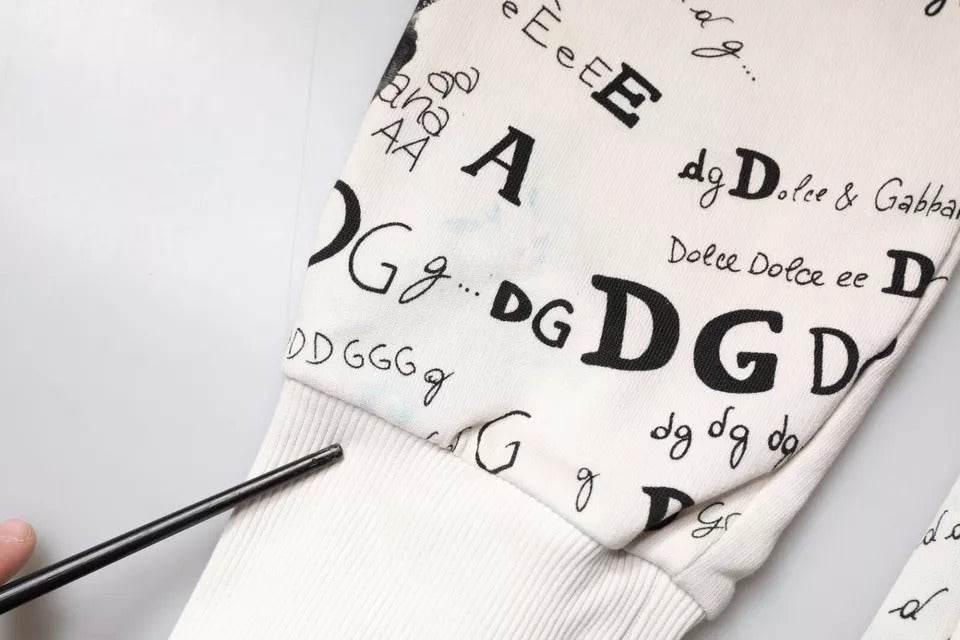 Dolce & Gabbana White Printed Cotton Jogger Sweatpants Pants - Hilstor