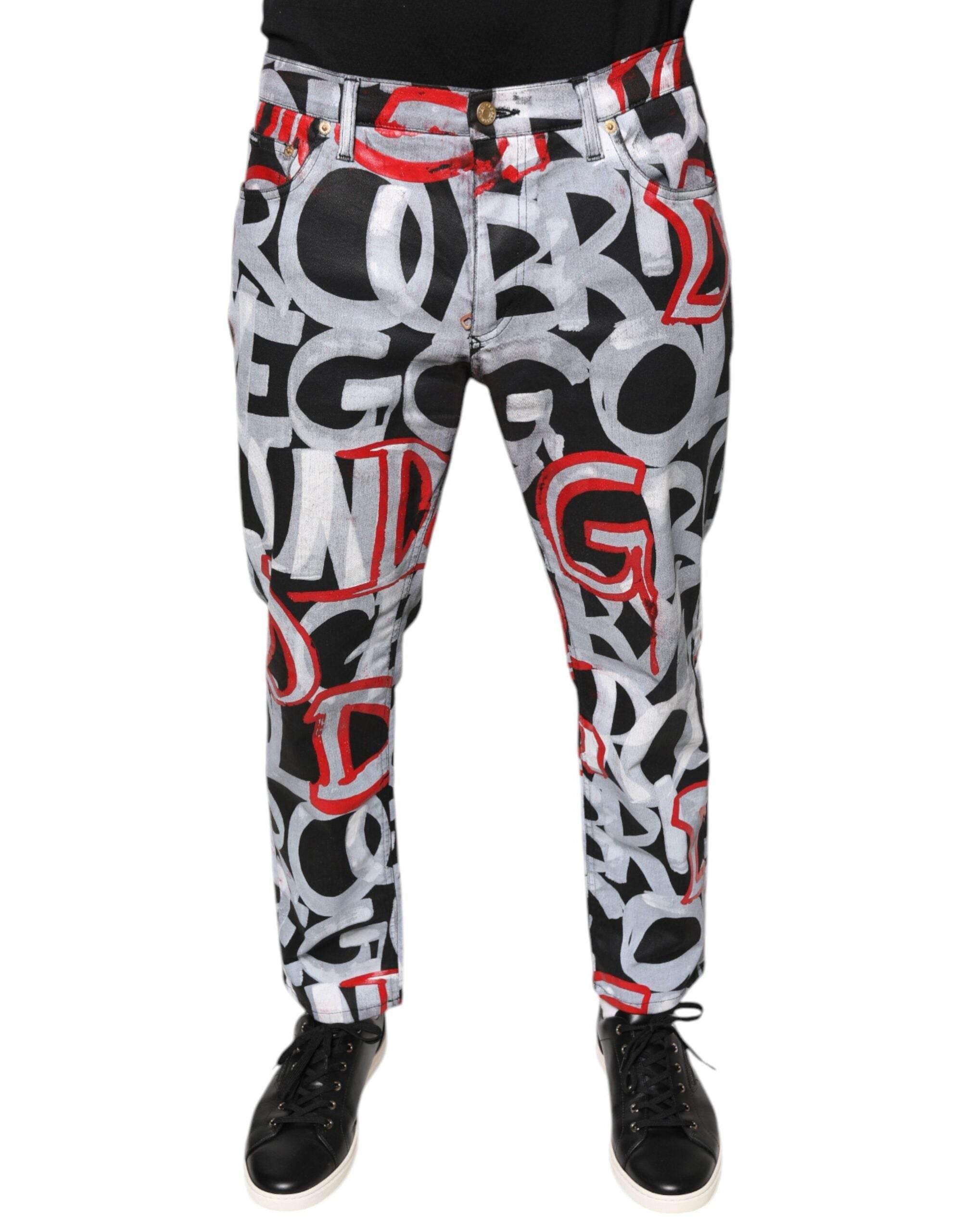 Dolce & Gabbana Multicolor Cotton Monogram Skinny Denim Jeans - Hilstor