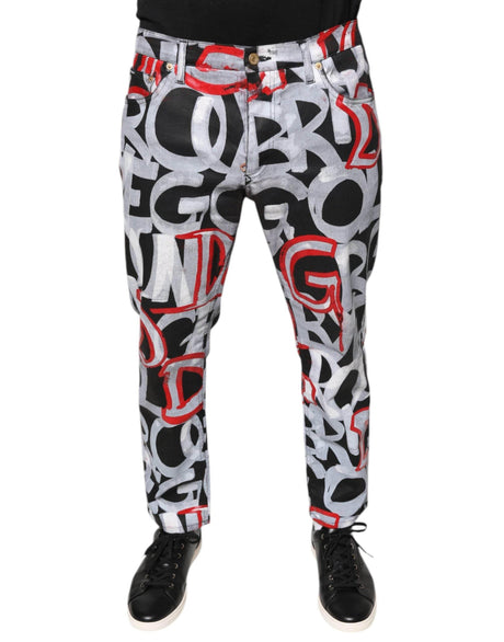Dolce & Gabbana Multicolor Cotton Monogram Skinny Denim Jeans - Hilstor