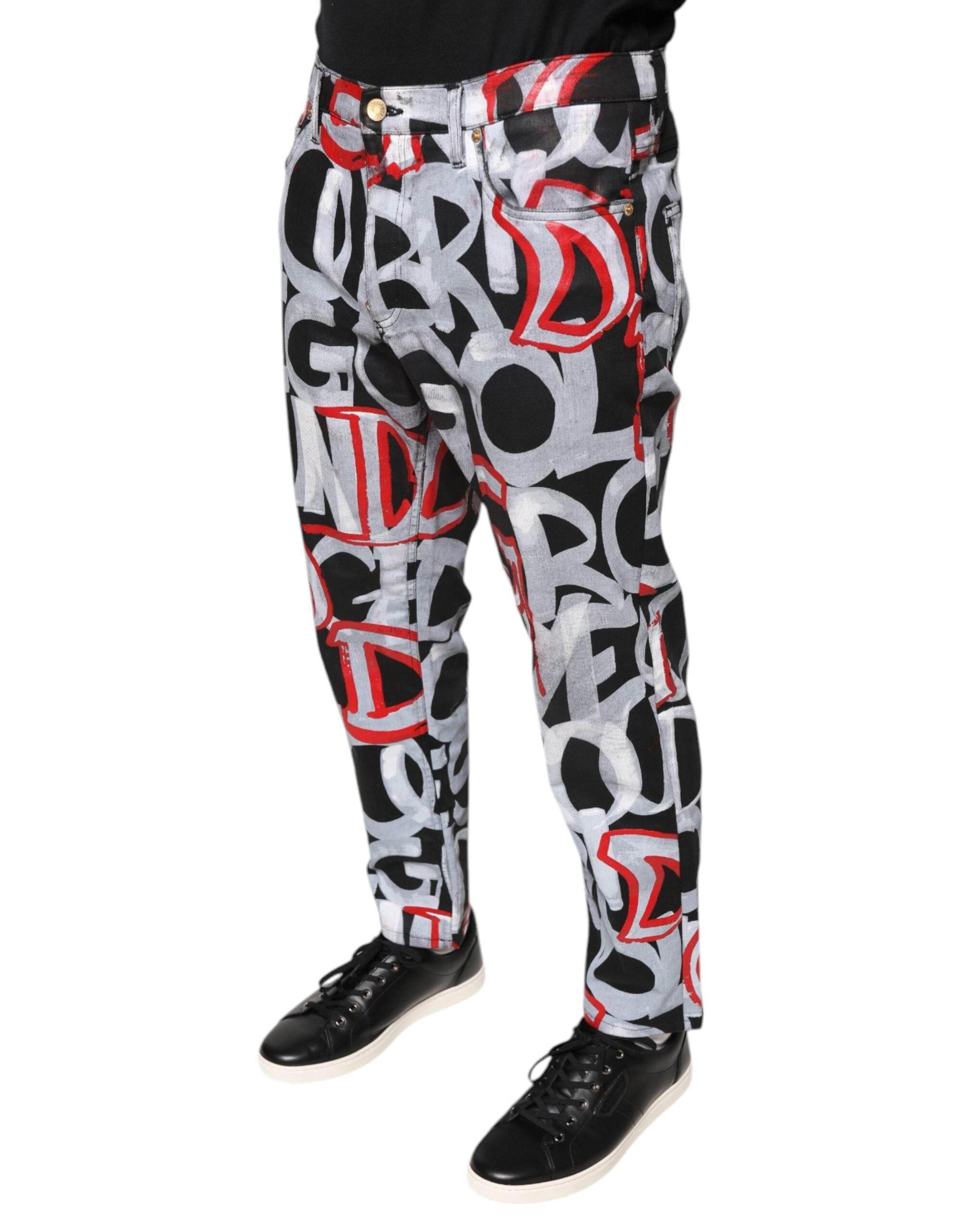 Dolce & Gabbana Multicolor Cotton Monogram Skinny Denim Jeans - Hilstor