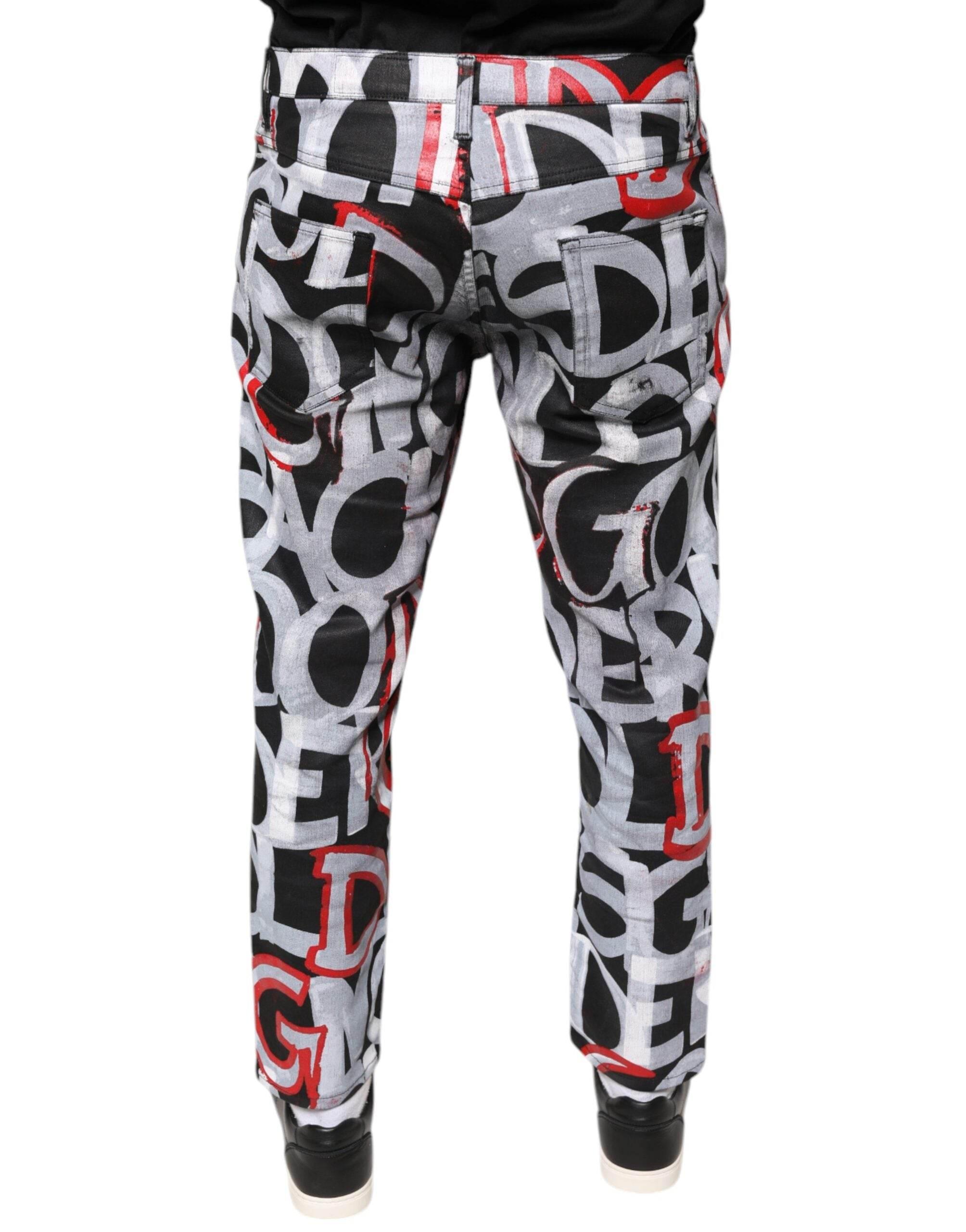 Dolce & Gabbana Multicolor Cotton Monogram Skinny Denim Jeans - Hilstor