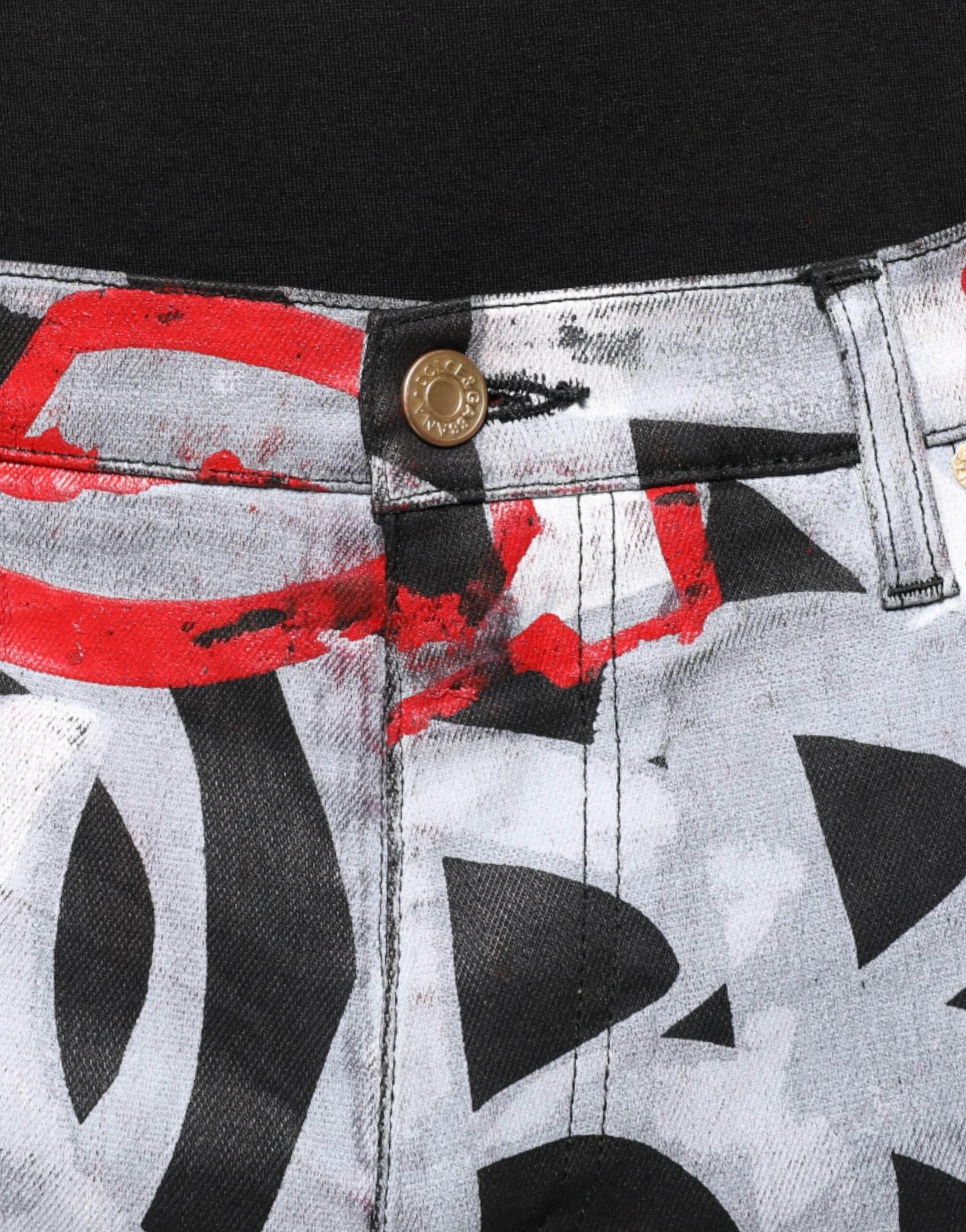 Dolce & Gabbana Multicolor Cotton Monogram Skinny Denim Jeans - Hilstor