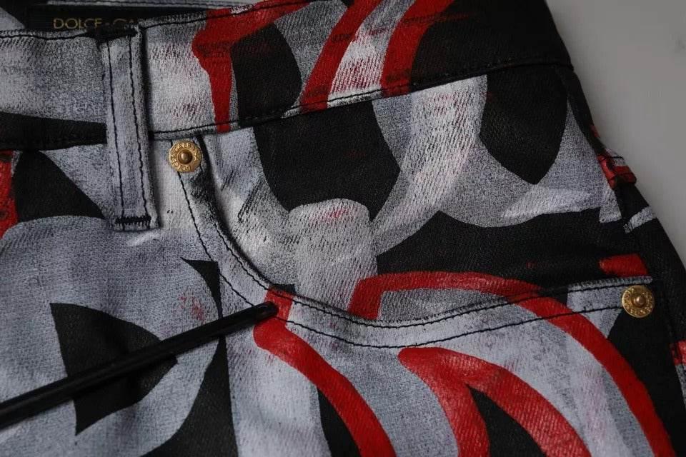 Dolce & Gabbana Multicolor Cotton Monogram Skinny Denim Jeans - Hilstor