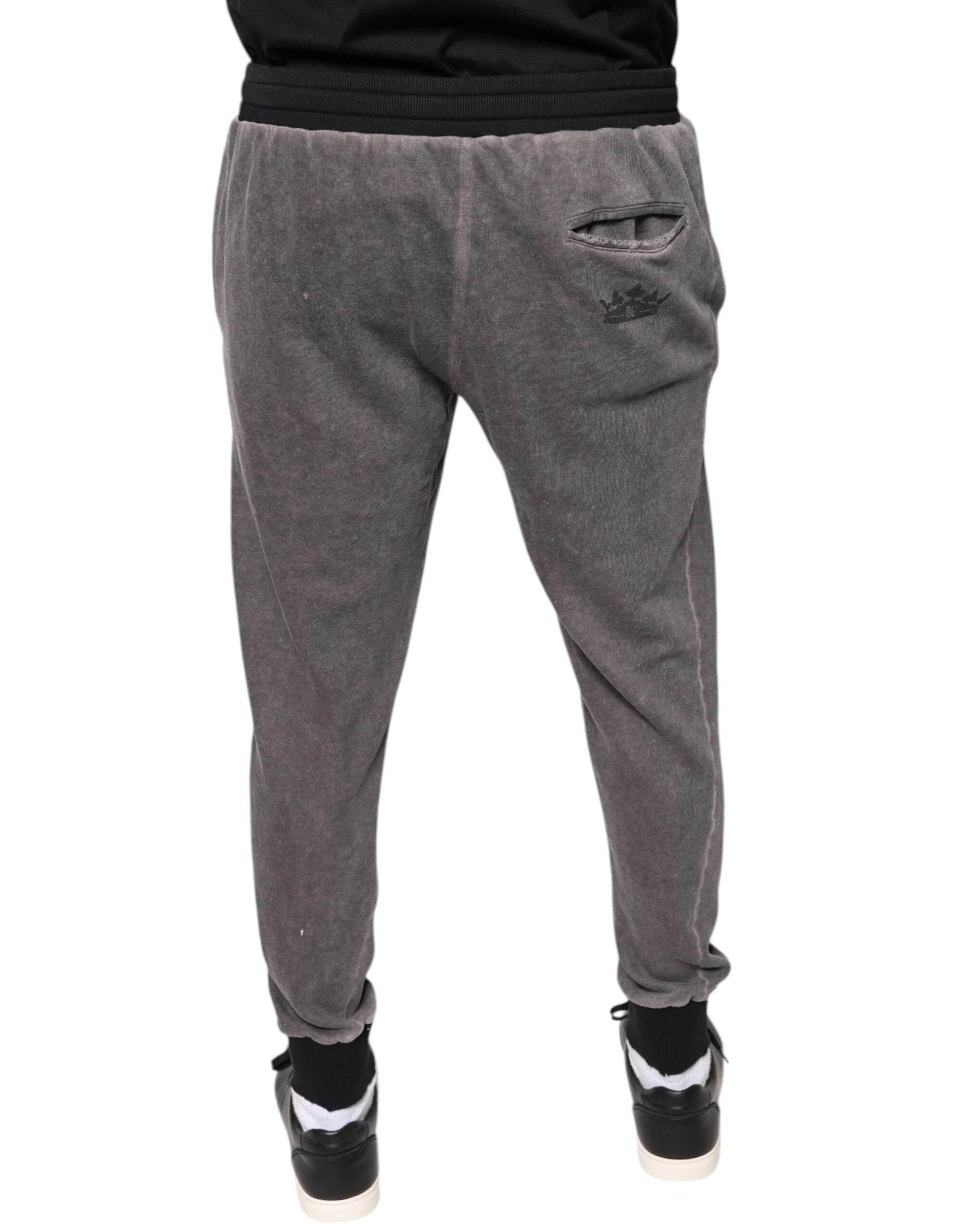 Dolce & Gabbana Gray Cotton Jogger Jogging Pants - Hilstor