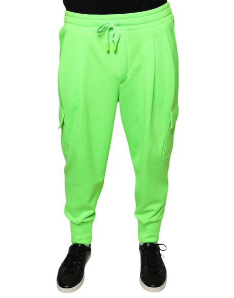 Dolce & Gabbana Neon Green Polyester Cargo Jogger Sweatpants Pants - Hilstor