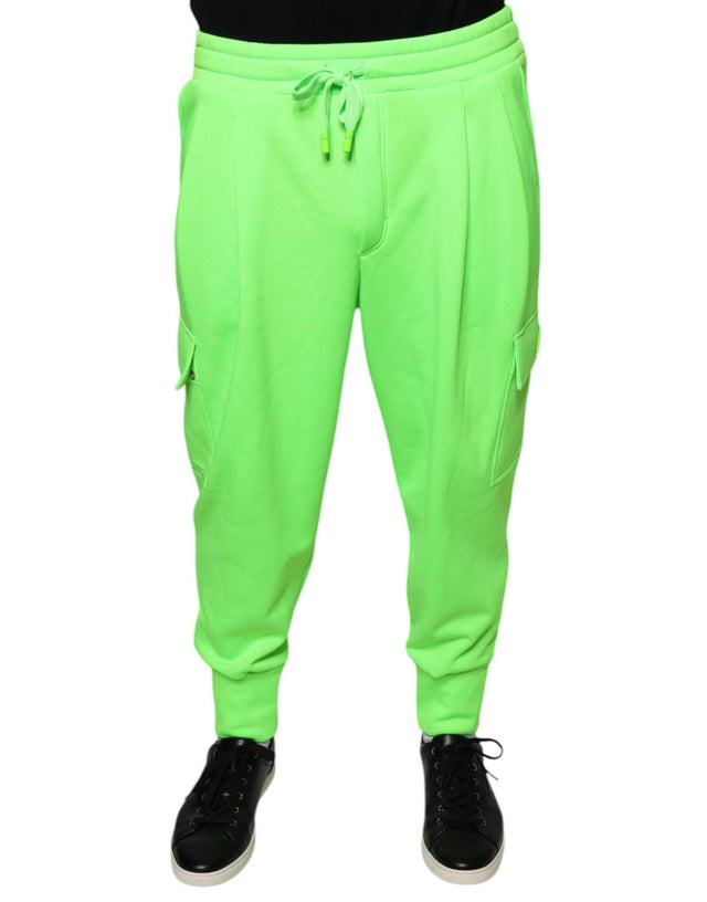 Dolce & Gabbana Neon Green Polyester Cargo Jogger Sweatpants Pants - Hilstor