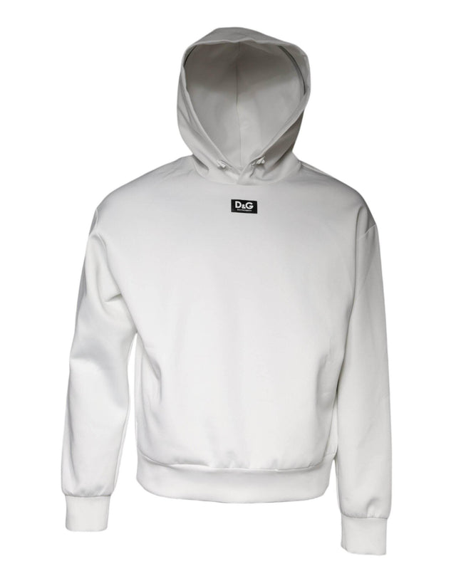 Dolce & Gabbana White D&G Logo Hooded Men Sweatshirt Sweater - Hilstor