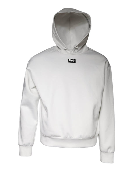 Dolce & Gabbana White D&G Logo Hooded Men Sweatshirt Sweater - Hilstor