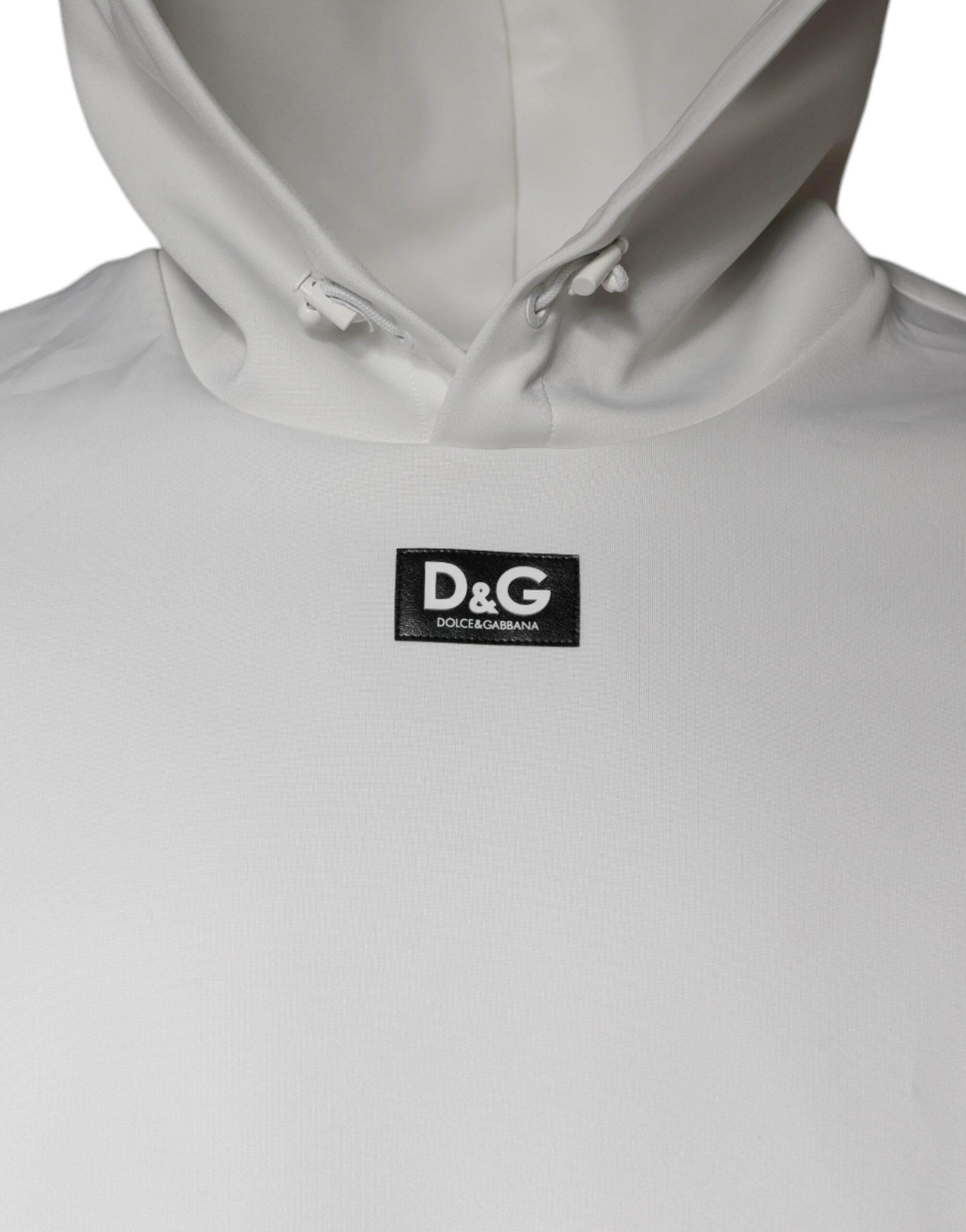 Dolce & Gabbana White D&G Logo Hooded Men Sweatshirt Sweater - Hilstor