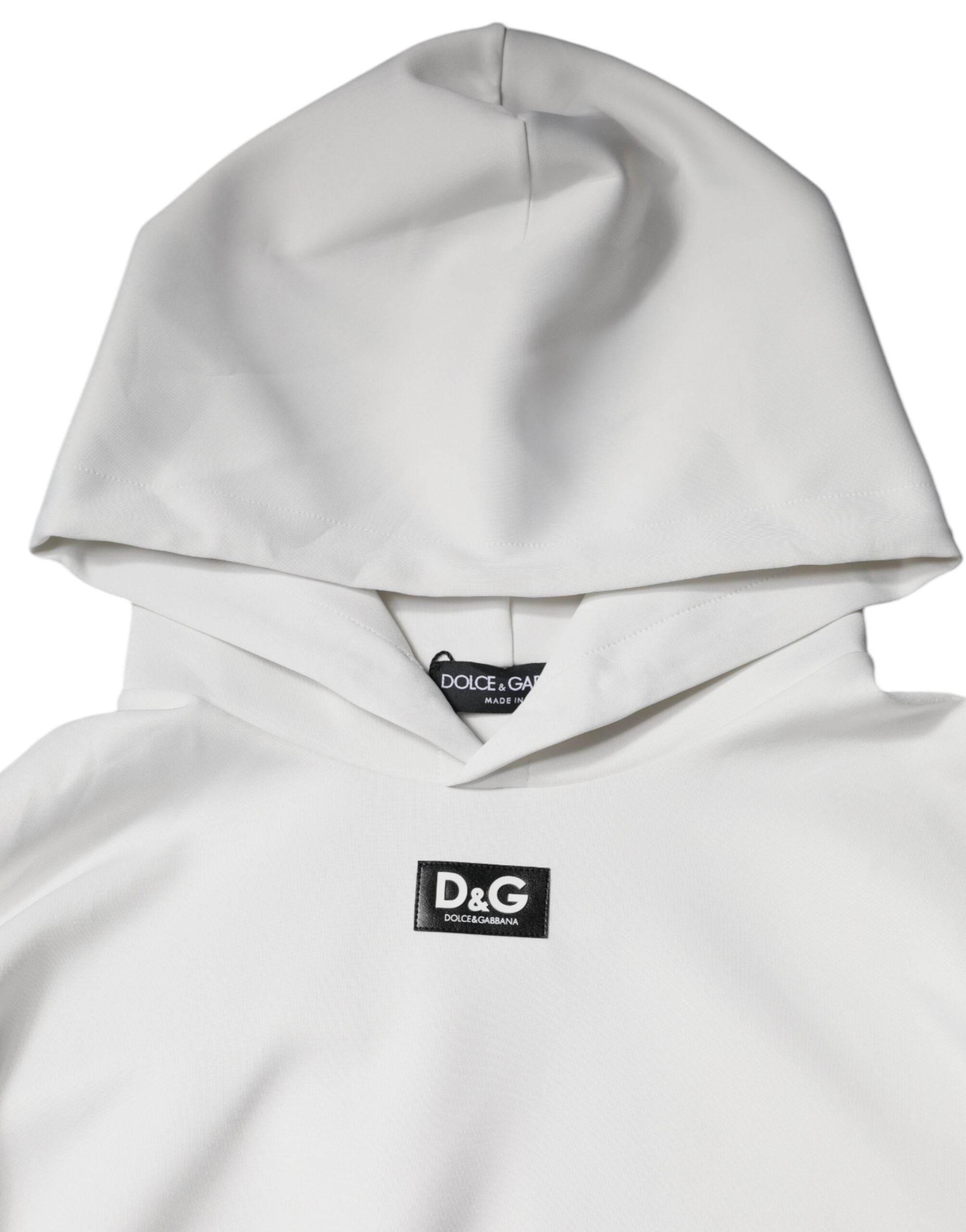 Dolce & Gabbana White D&G Logo Hooded Men Sweatshirt Sweater - Hilstor