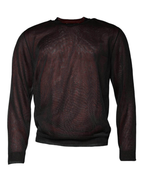 Dolce & Gabbana Maroon Polyester Crew Neck Pullover Sweater - Hilstor