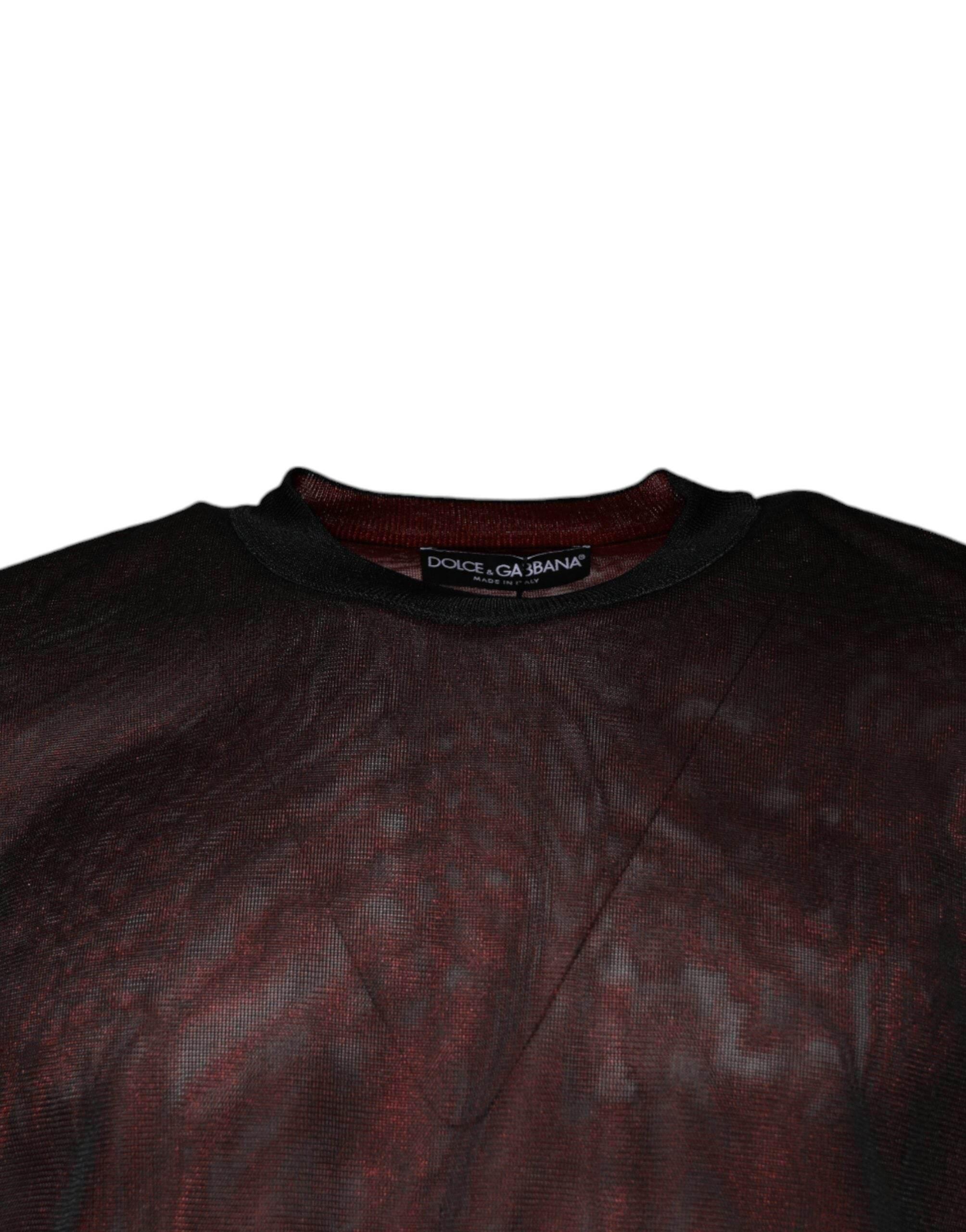 Dolce & Gabbana Maroon Polyester Crew Neck Pullover Sweater - Hilstor