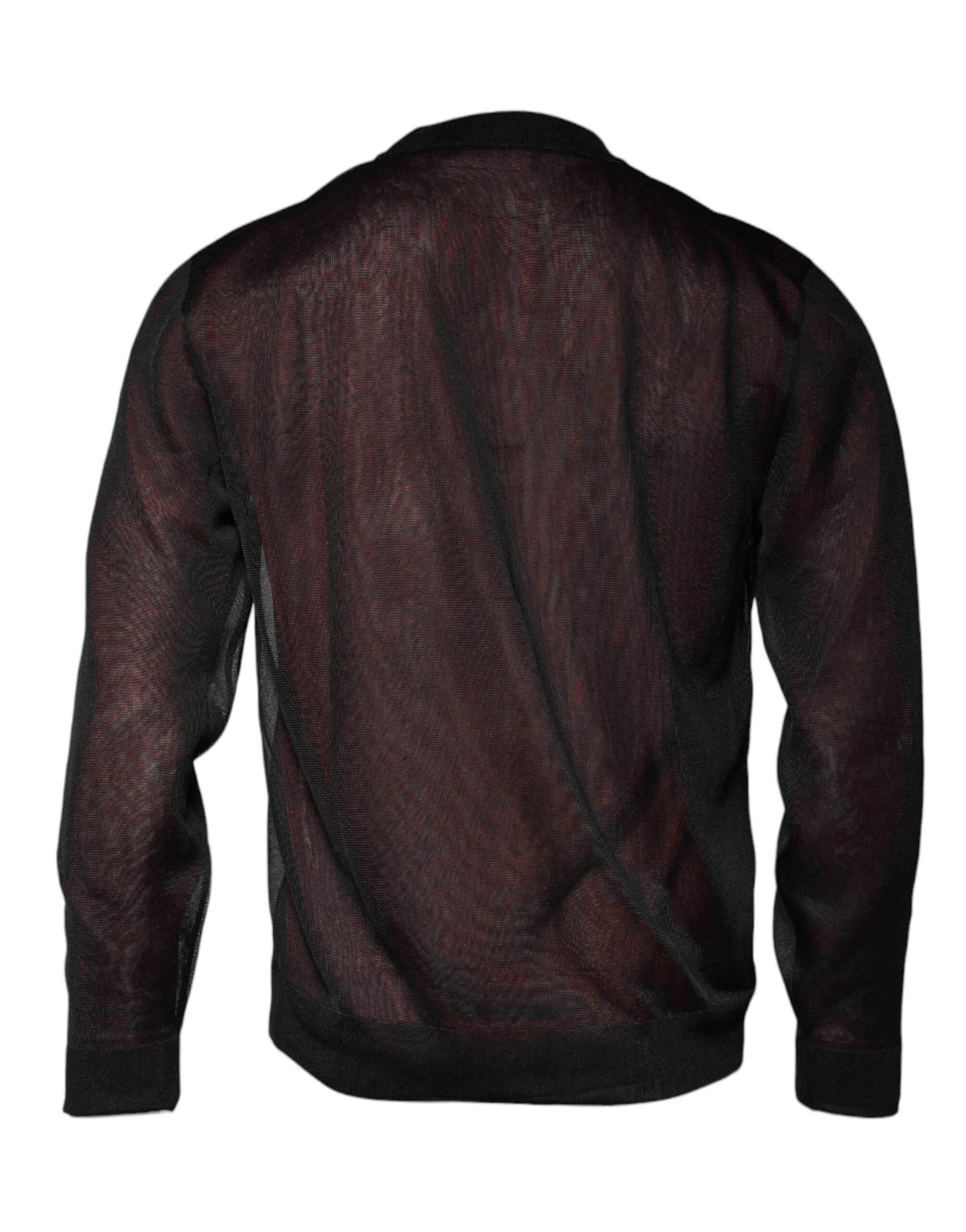 Dolce & Gabbana Maroon Polyester Crew Neck Pullover Sweater - Hilstor