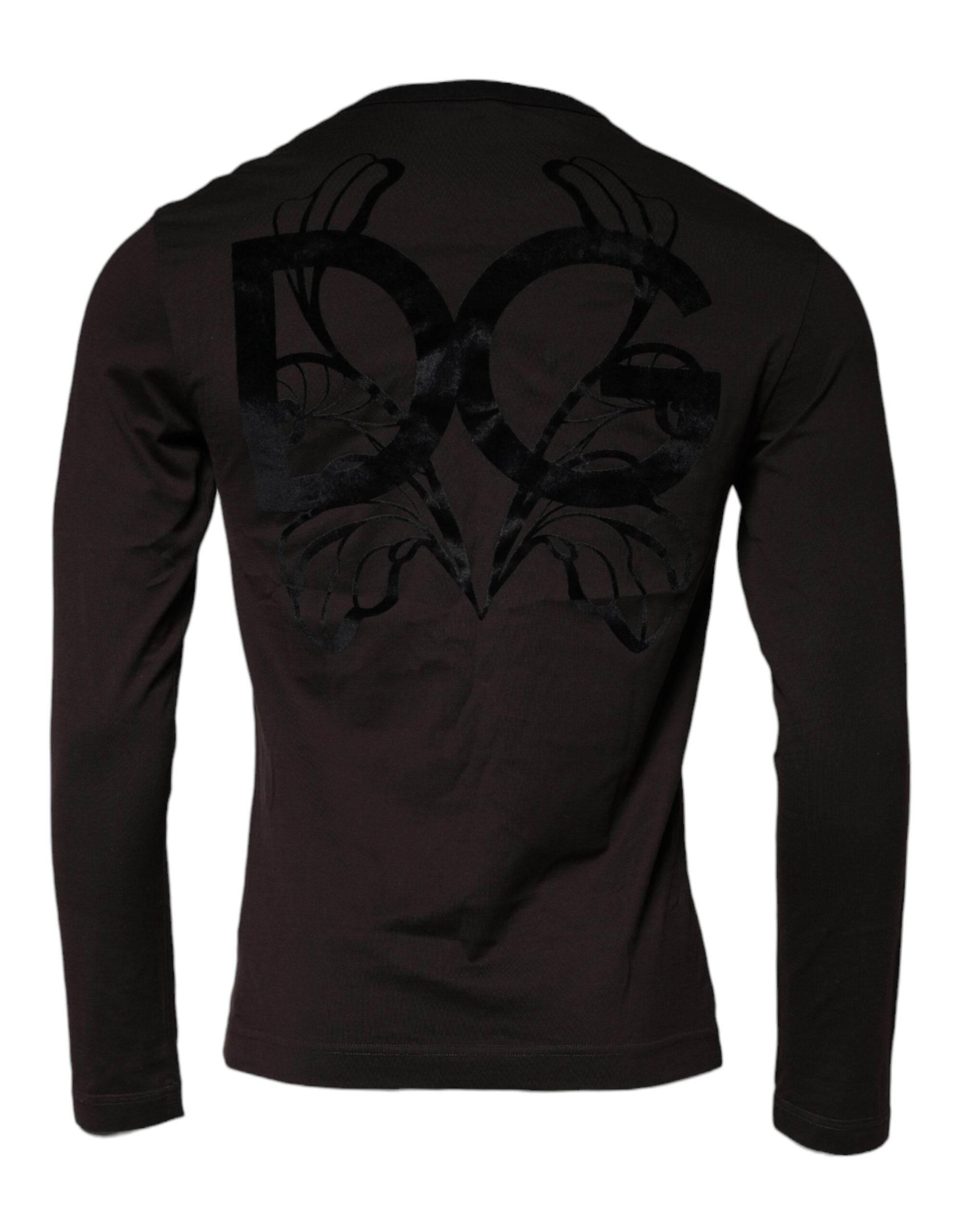 Dolce & Gabbana Brown Logo Cotton Crew Neck Pullover Sweater - Hilstor