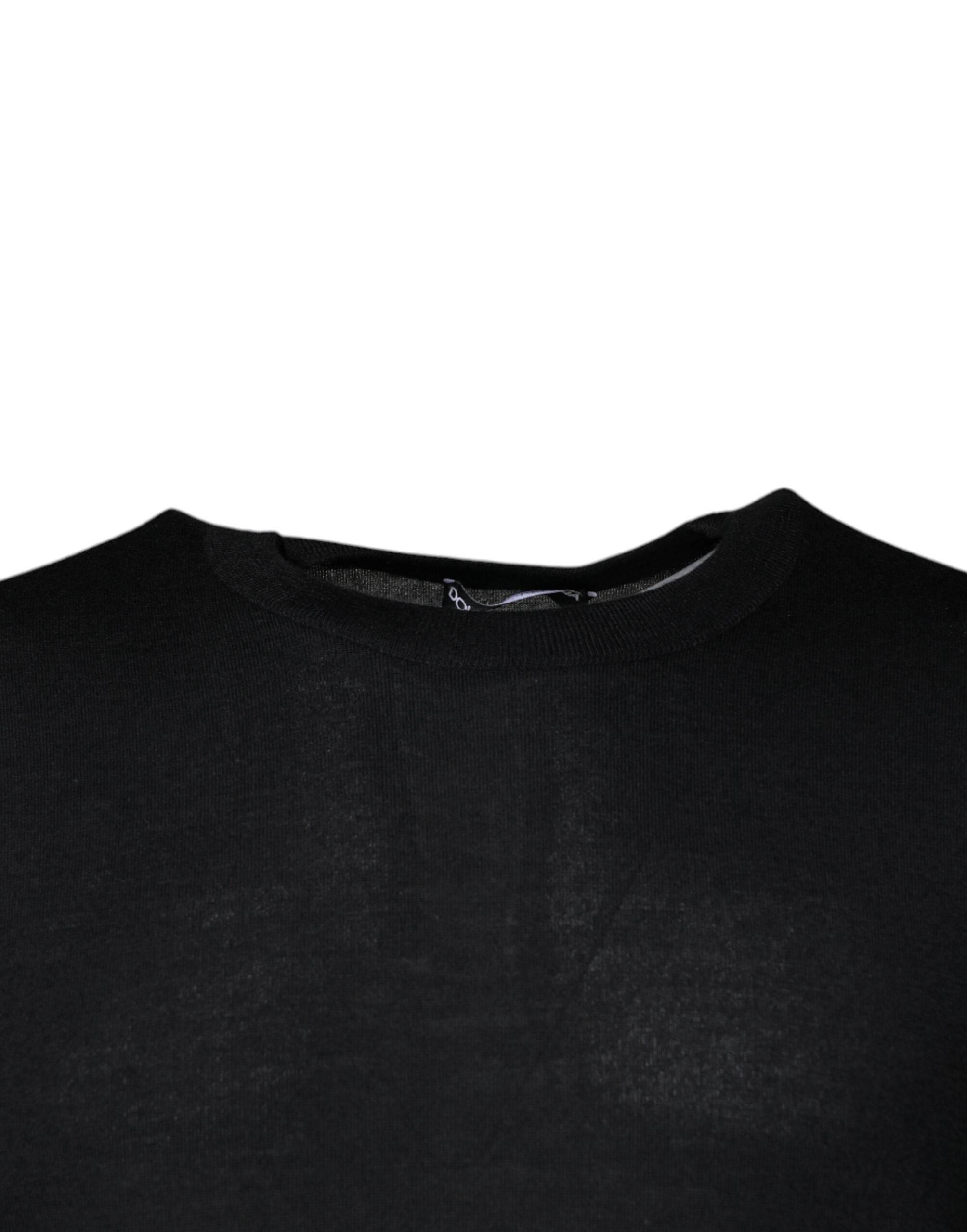 Dolce & Gabbana Black Cashmere Crew Neck Pullover Sweater - Hilstor