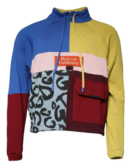 Dolce & Gabbana Multicolor Patchwork Men Sweatshirt Sweater - Hilstor