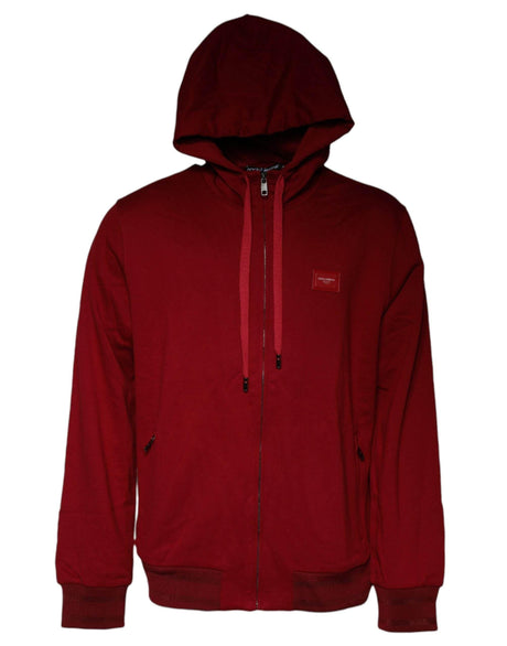 Dolce & Gabbana Red Logo Plaque Hooded Sweatshirt Sweater - Hilstor