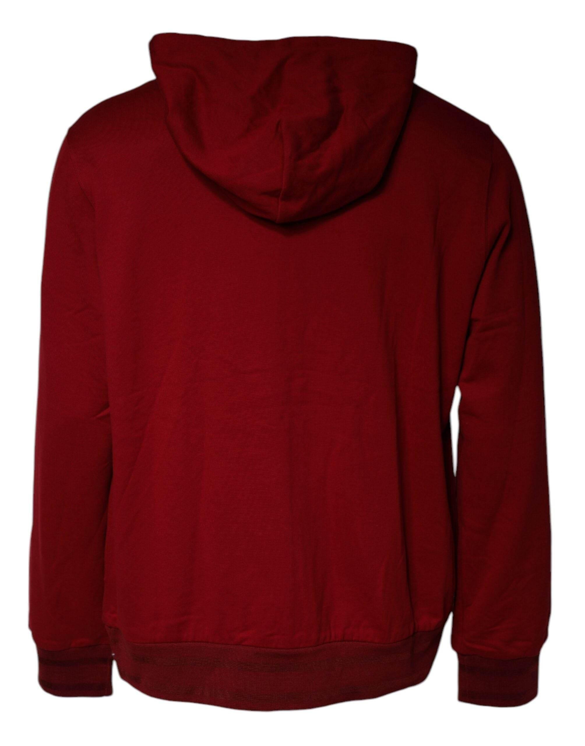 Dolce & Gabbana Red Logo Plaque Hooded Sweatshirt Sweater - Hilstor