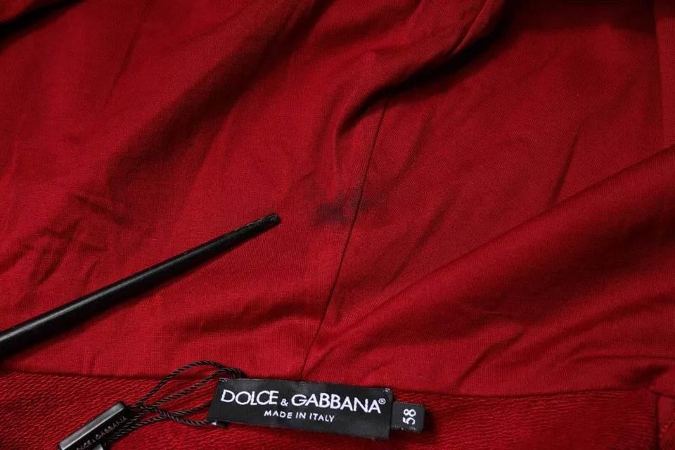 Dolce & Gabbana Red Logo Plaque Hooded Sweatshirt Sweater - Hilstor