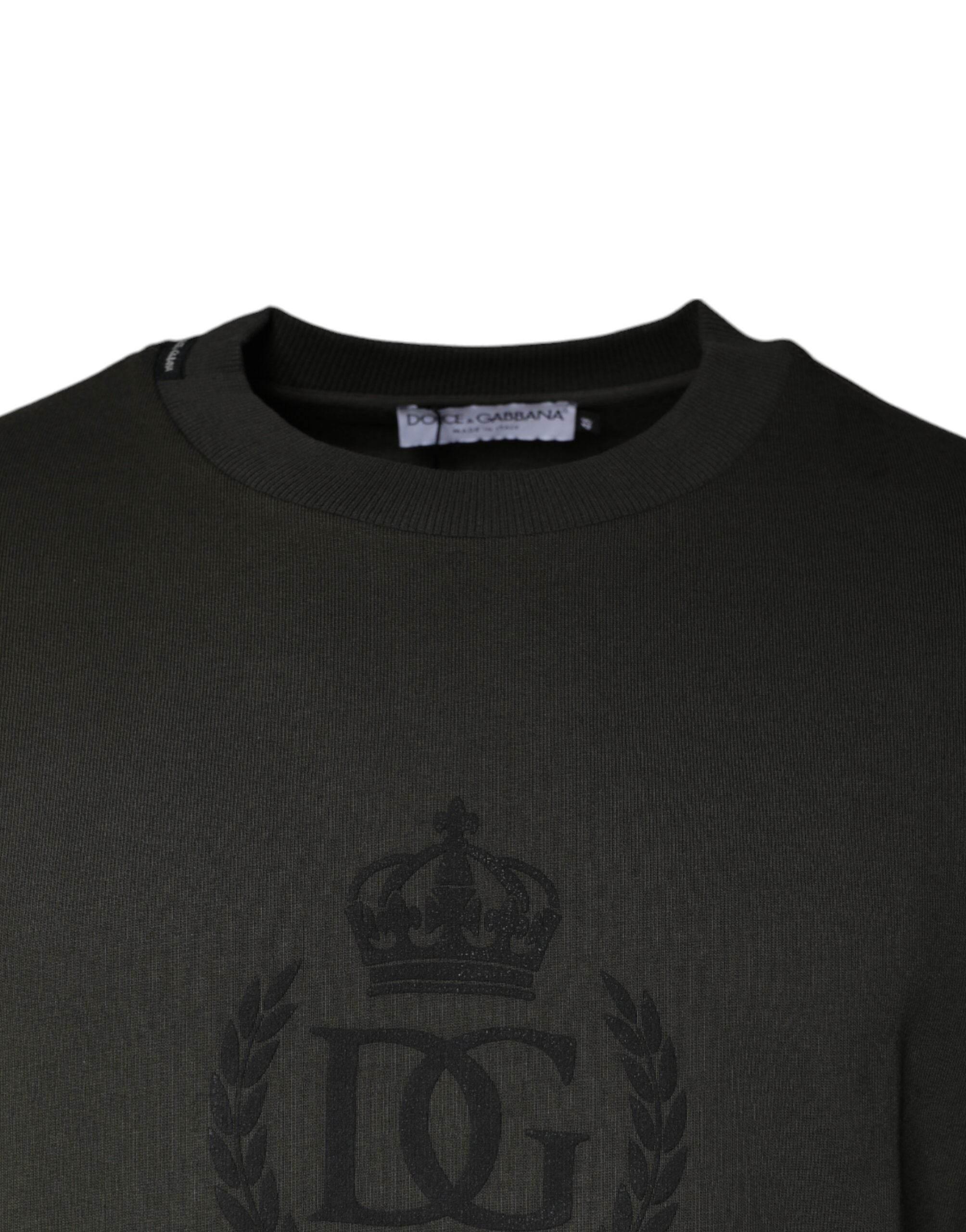 Dolce & Gabbana Army Green Crown Cotton Sweatshirt Sweater - Hilstor