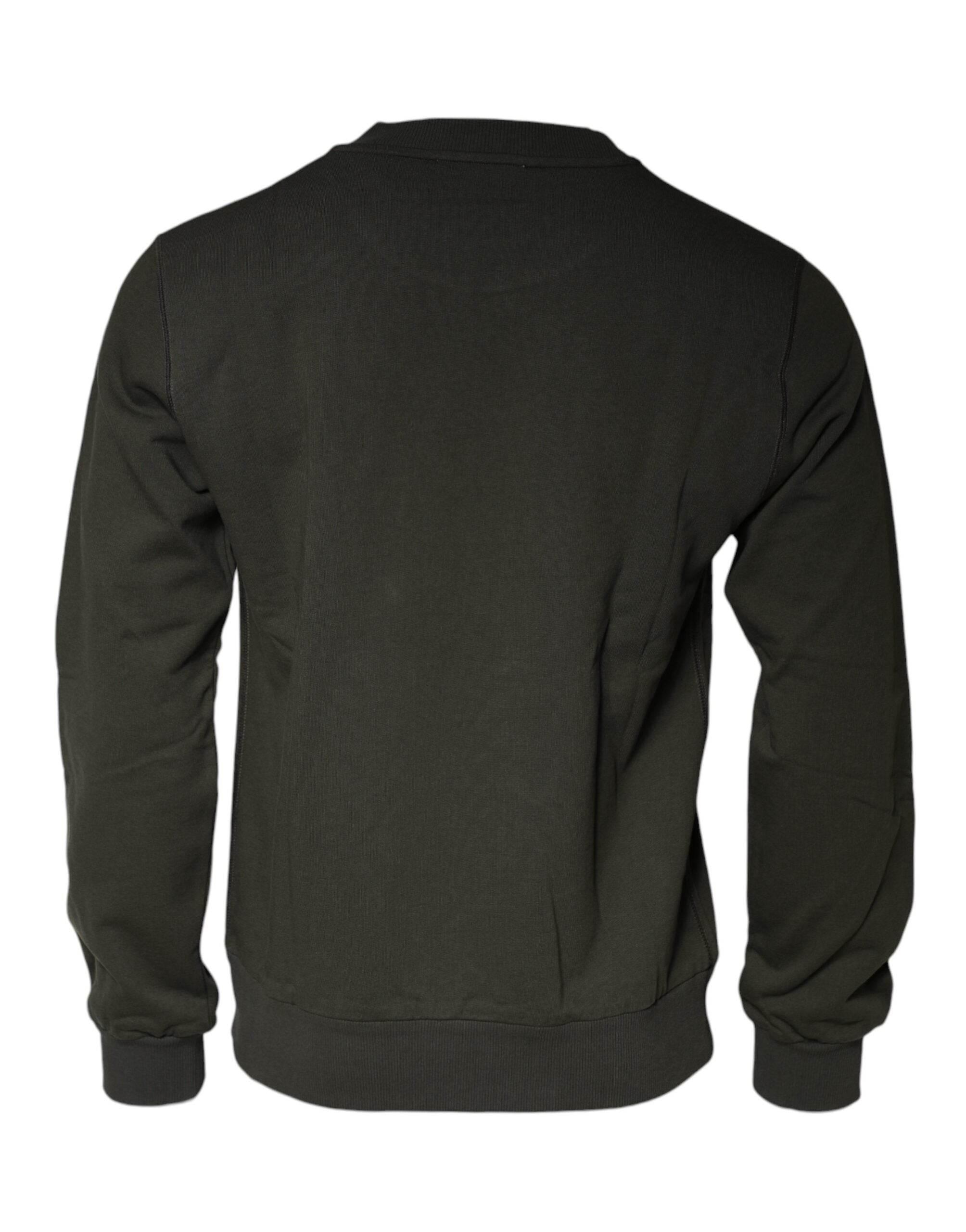 Dolce & Gabbana Army Green Crown Cotton Sweatshirt Sweater - Hilstor
