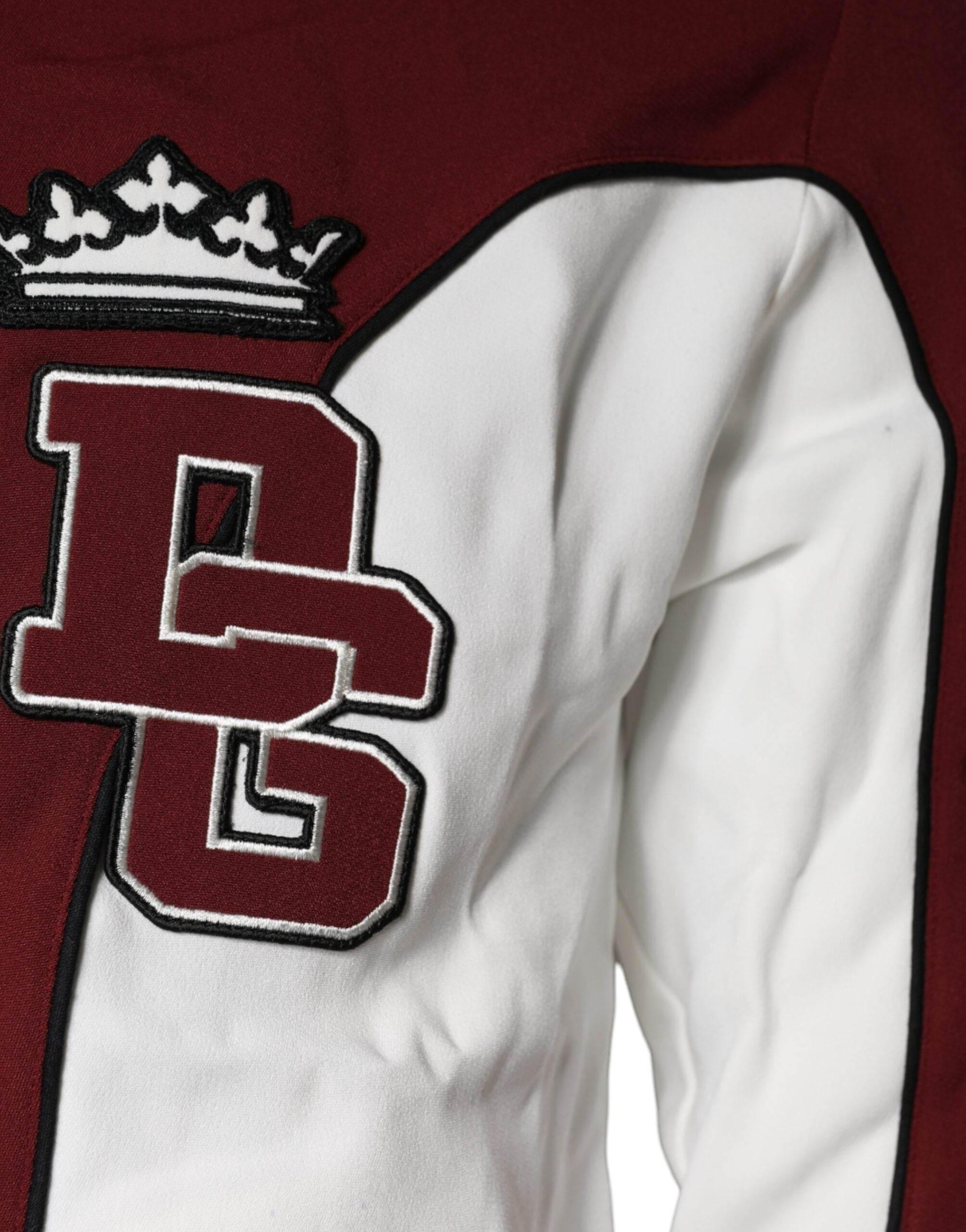 Dolce & Gabbana Red White Logo Full Zip Sweatshirt Sweater - Hilstor