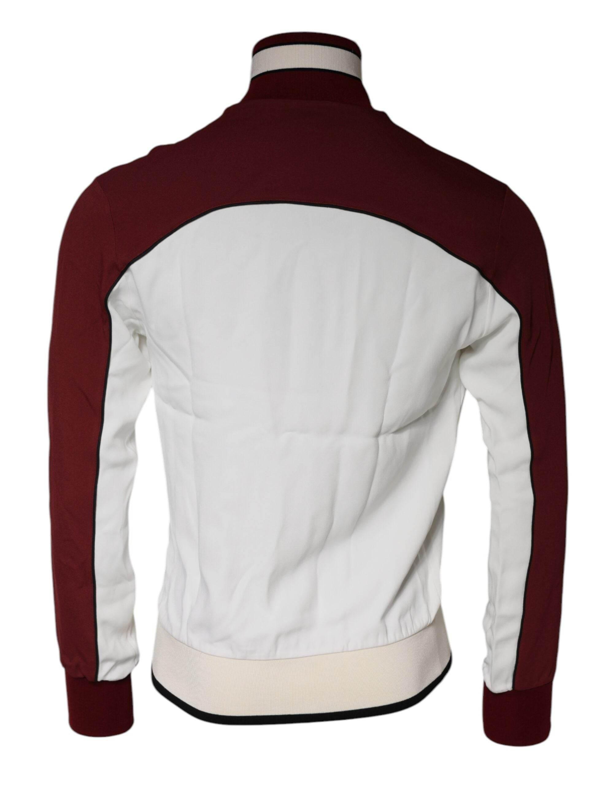 Dolce & Gabbana Red White Logo Full Zip Sweatshirt Sweater - Hilstor